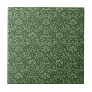 Carreau Motif victorien vert-foncé de style de fleur