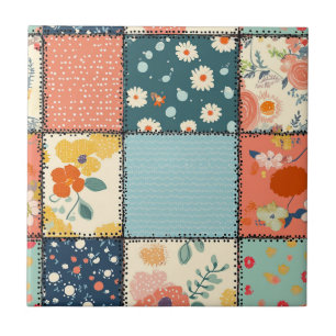 Carreau Motif vintage à écailles florales (6)
