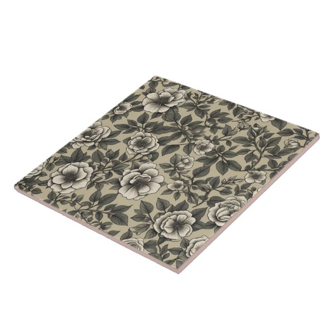 Carreau Motif vintage à fleurs d'Alpenrose (Côté)