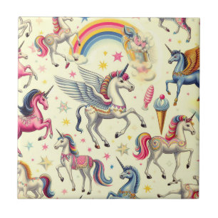 Carreau Motif vintage Cute Unicorn
