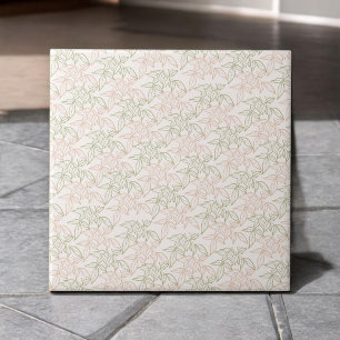 Carreau Motif Vintage de feuille vert rose rétro