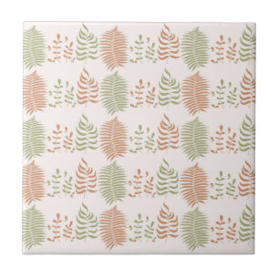 Carreau Motif Vintage de feuille vert rouge rétro