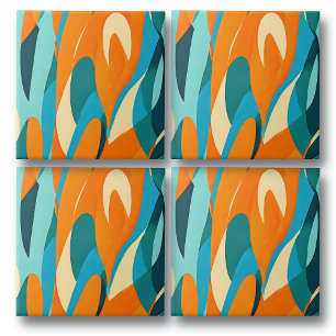 Carreau Motif Vintage orange et bleu rétro
