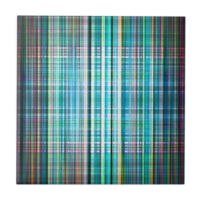 Carreau Motif vintage vert rayures rugueuses (Devant)