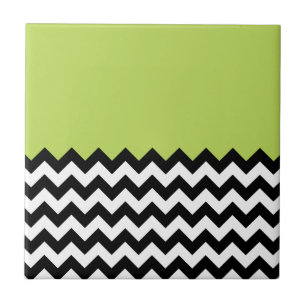 Carreau Motif Zigzag noir et blanc, Chevron, Vert