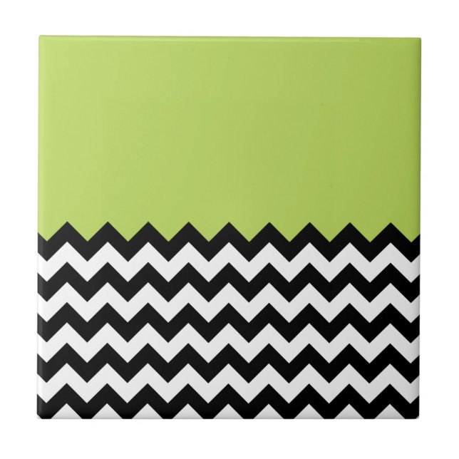 Carreau Motif Zigzag noir et blanc, Chevron, Vert (Devant)