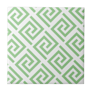 Carreau Motifs à clé grecque Sauge blanche verte Élégant s