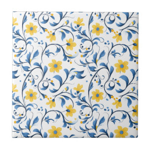 Carreau Motifs d'art populaire floral ukrainien 