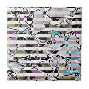 Carreau motifs rayés Abstraits rayés beige turquoise p