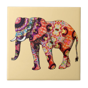Carreau Motifs traditionnels chinois d'éléphant 