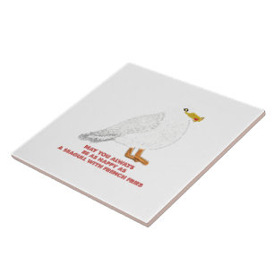 Carreau Mouette mignonne et heureuse avec des frites