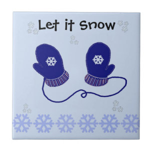 Carreau Moufle bleue et flocons de neige