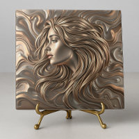 Mouler Bronze Gold Femme avec cheveux gonflants