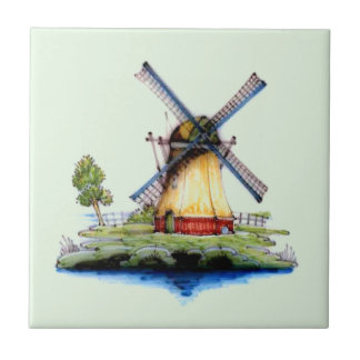 Carreau Moulin à vent de Néerlandais de Vieux Monde