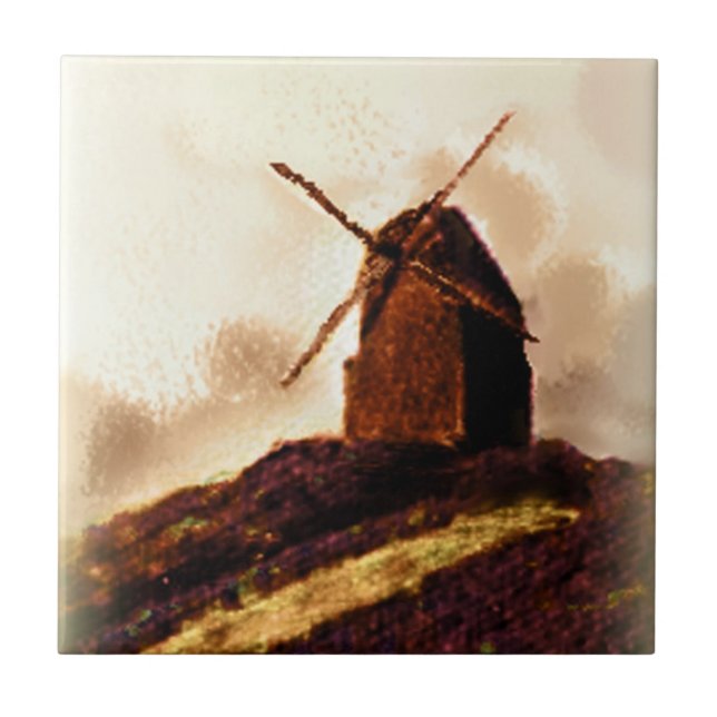 Carreau Moulin à vin néerlandais Sepia Peinture (Devant)