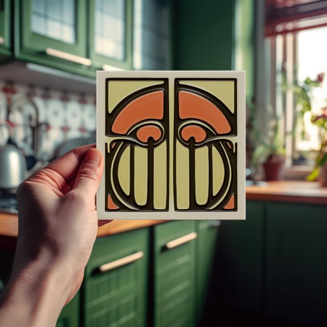 Carreau Mouvement d'artisanat d'art de symétrie florale du (Créateur téléchargé)