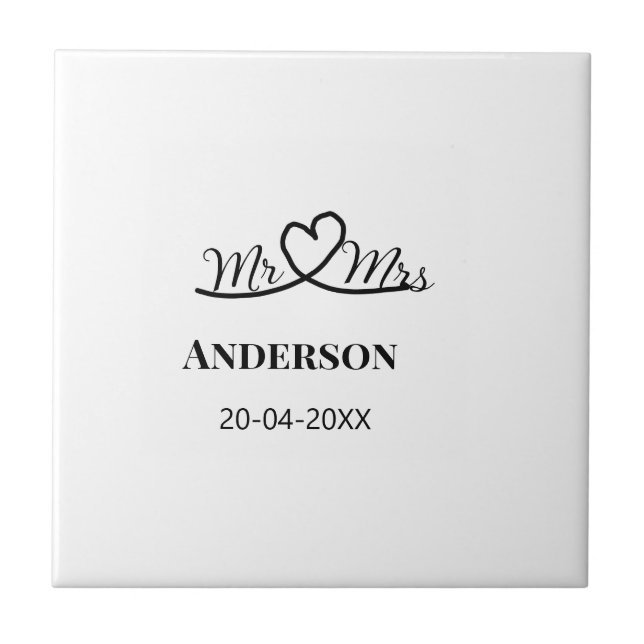 Carreau Mr & Mme ajout nom de famille date année cadeau de (Devant)