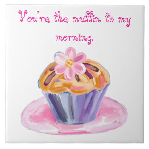Carreau Muffin Mignon avec Garniture de Fleur