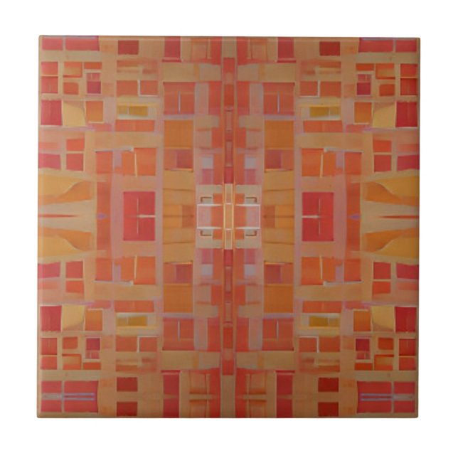 Carreau Mur en mosaïque marocaine rose or art géométrique (Devant)