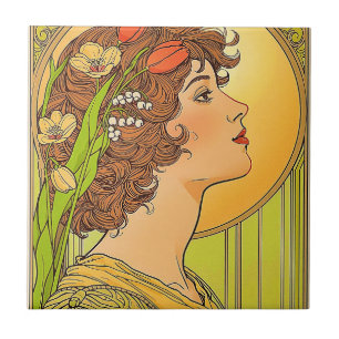 Carreau Muse Art nouveau avec fleurs printanières
