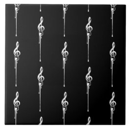 Carreau Musique Motif Melting Treble Clef Blanc et Noir