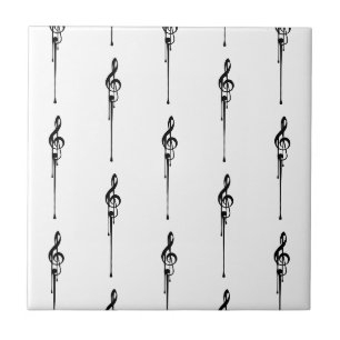 Carreau Musique Motif Melting Treble Clef noir et blanc