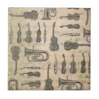 Musique vintage Note Motif Violon de guitare Tuba