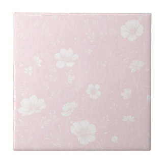 Carreau Muted Soft Pink And White Wildflower Pattern