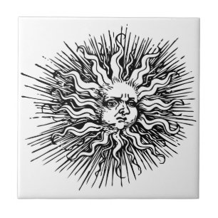 Carreau Mystique Antique Vintage Noir Blanc visage