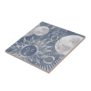 Carreau Mystique solaire   Dusty Blue Silver Moon Stars So