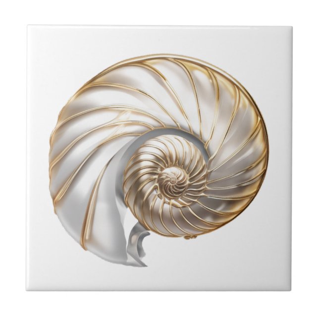 Carreau Nacre de coquillage nautile lustre 3D mer plage (Devant)