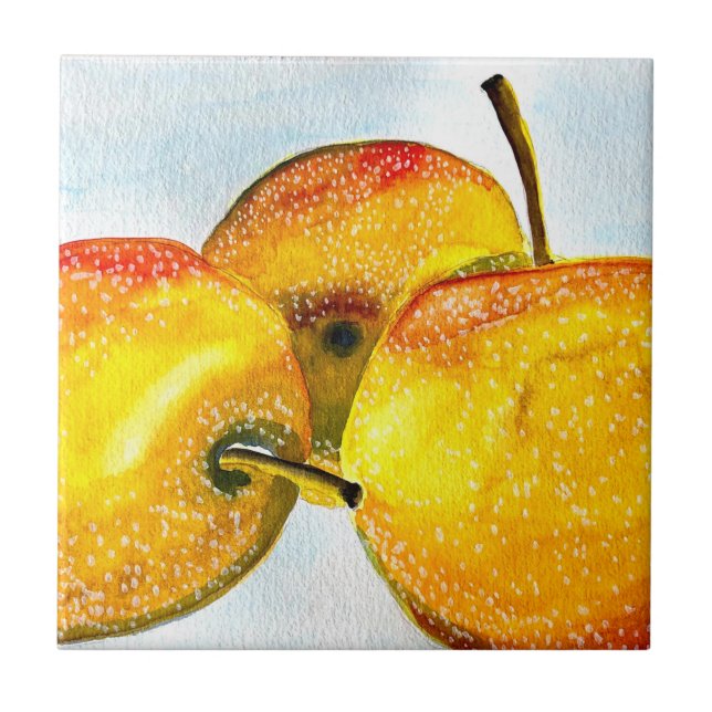 Carreau Nashi poires jaune aquarelle fruit (Devant)