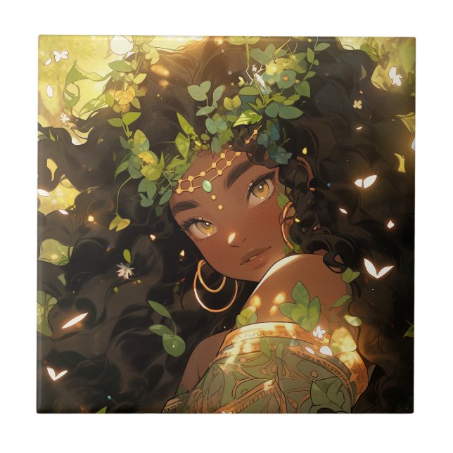 Carreau Nature Déesse Imaginaire afro-américain Art (Devant)