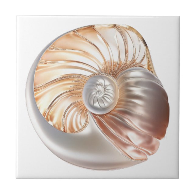 Carreau Nautilus coquillage orange perle 3D mer de plage (Devant)
