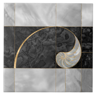 Carreau Nautilus Shell - Black Abalone and Pearl