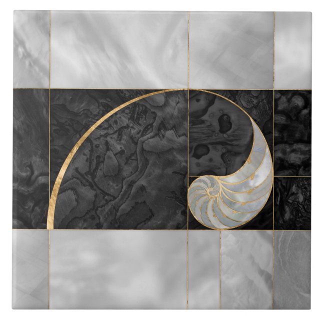 Carreau Nautilus Shell - Black Abalone and Pearl (Devant)