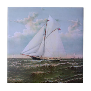 Carreau Navire de voile antique sloop yacht voilier océan
