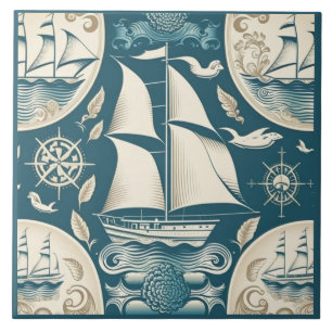 Carreau Navire nautique et océan Céramique à thème n° 14