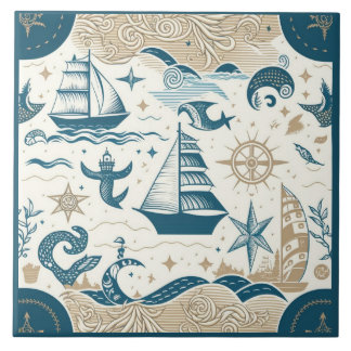 Carreau Navire nautique et océan Céramique à thème n° 15