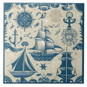 Carreau Navire nautique et océan Céramique à thème n° 16