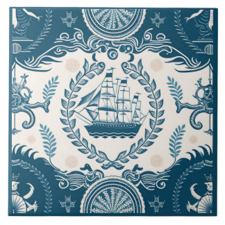 Carreau Navire nautique et océan Céramique à thème n° 17
