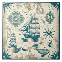 Navire nautique et océan Céramique à thème n° 18