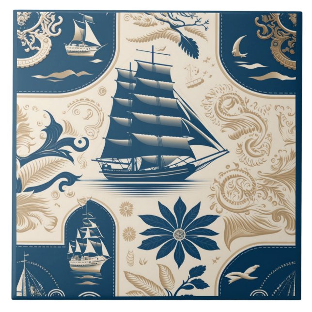 Carreau Navire nautique et océan Céramique à thème N° 19 (Devant)