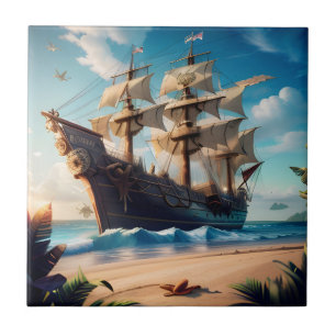 Carreau Navire pirate de plage tropicale
