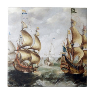 Carreau Navires en mer 1632
