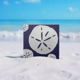 Carreau Navy Blue & White Tropical Beach Sand Dollar
