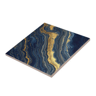 Carreau Navy & Gold Natural Marble – Luxury Ceramic Tile