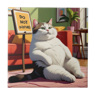 Carreau Ne pas déranger Fat Cat Drôle 