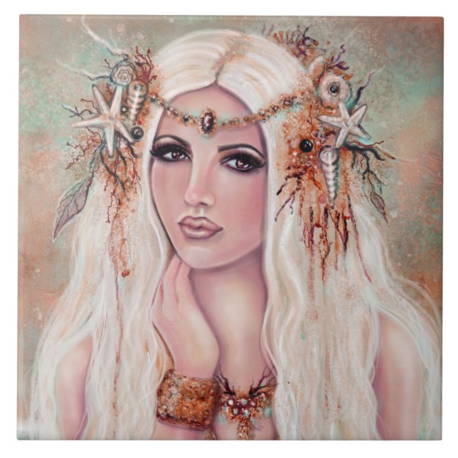 Carreau Nereides nymphe mermaid art par Renee Lavoie (Devant)