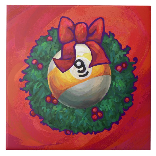 Carreau Neuf boules en couronne rouge pour Noël (Devant)